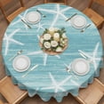 thumbnail image 2 of Sea Stars Round Tablecloth 54 inches Summer Beach Sea Stars Teal Texture Waterproof Oil-Proof Table Cloth Round Table Cover for Holiday Party Picnic Dinner Decor Indoor and Outdoor Use, 2 of 9