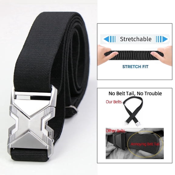 Dutrong Belt for Men with Stretch,1.5" Elastic Nylon High Quality Strap, Hiking Rigger Work l Belt with Heavy Duty Quick Release Buckle