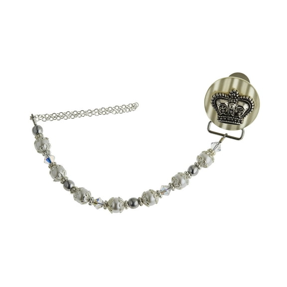 Crown Pacifier Clip with Matching Pearls