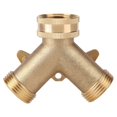 thumbnail image 2 of 3/4 Inch Brass 2 Way Valve Splitter Hose Pipe Tap Connectors for Garden Irrigation, 2 of 5