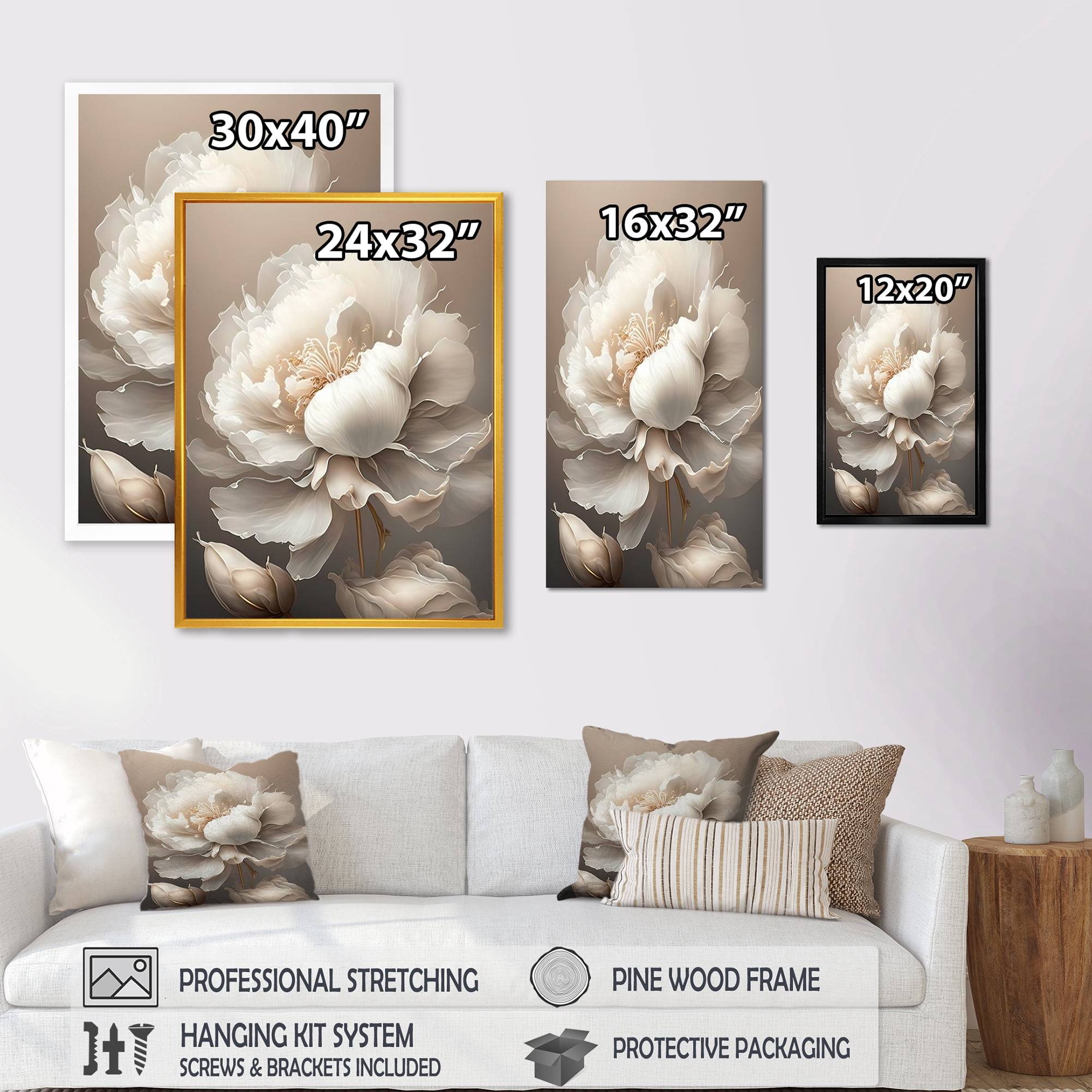 Designart Peony Flower VI Canvas Wall Art