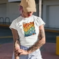 thumbnail image 2 of Hello Nurse with Flower & Heart, Groovy Retro Wavy Text Merch Gift, White T-Shirt, Medium, 2 of 5