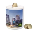 thumbnail image 3 of City Piggy Bank, Los Angles California Skyline Urban USA Cityscape Skyscrapers Highway Avenue Trees, Ceramic Coin Bank Money Box for Cash Saving, 3.6" X 3.2", Multicolor, by Ambesonne, 3 of 4