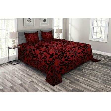 Red And Black Bedspread Set Tribal Mandala Ethnic Oriental Design