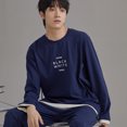 thumbnail image 1 of Pijamas de primavera y otoño para hombre, se pueden usar al aire libre, cuello redondo, manga larga, traje informal de algodón con cuello redondo para el hogar para primavera y otoño para, 1 of 6