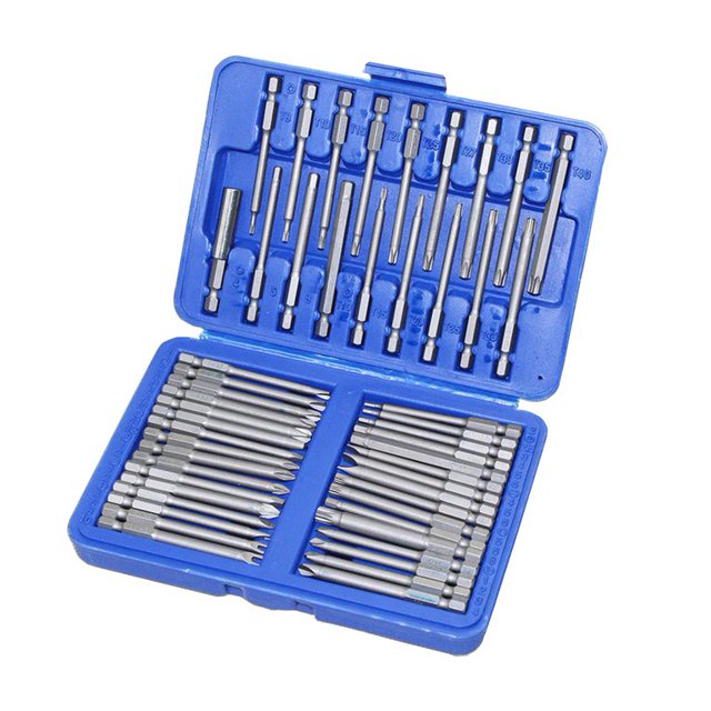 50 Pièces Extra Long Bit Set Torx Star Hexagonale Phillips Slotted Tournevis Outil à Main Ensemble avec des Ensembles d'Outils Magnétiques Forts