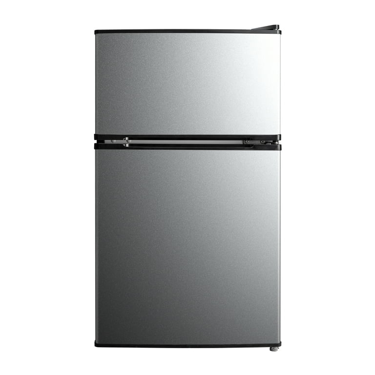 Mainstays 3.2 Cu Ft Two-Door Refrigerator with Freezer, Stainless Steel photo 1
