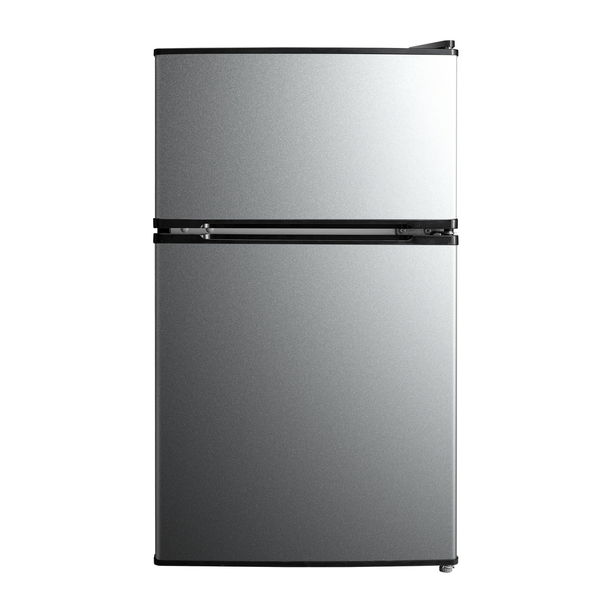 Mainstays 3.2 cu ft 2-Door Compact Refrigerator with Freezer, Stainless-Steel Look, Mini Fridge for Dorm, Apartment & Office