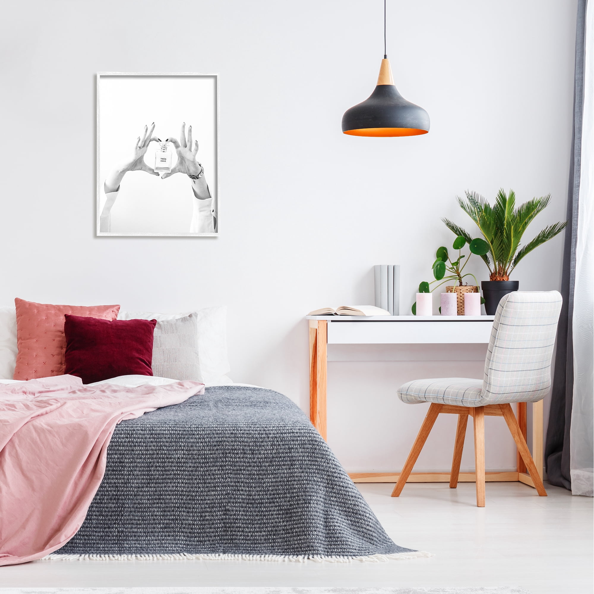 Stupell Tres Chic Heart Glam Perfume Beauty & Fashion Photography White Framed Art Print Wall Art