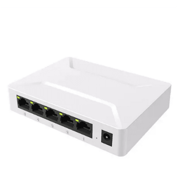 Commutateur Réseau 5 Ports 100/1000Mbps Gigabit Adaptateur Commutateur Ethernet Rapide RJ45 Commutateur Ethernet Hub LAN Prise US, 1 x Hub Ethernet, Blanc