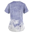 thumbnail image 3 of EHTMSAK Top Scrubs Floral with Pocket Nurses Uniform Workwear Tunic Casual Short Sleeve V-Neck Clinic Blouse Carer Top on Clearance Light Purple S, 3 of 3