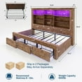 thumbnail image 2 of amerlife Twin Daybed with Bookcase Headboard, USB-C Charging, RGB Lights & 3 Drawers, No Box Spring Needed, Platform Bed Frame for Teens, Dorms, Guest Room,Rustic Oak, 2 of 9