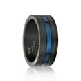 thumbnail image 2 of Black Ion Plated Stainless Steel Blue Line 8mm Ring - Size 11, 2 of 5
