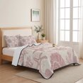 thumbnail image 5 of Quilts Full Size, Pink Coastal Summer Soft Comforter Bedding Set for Bed, Coral Shell Starfish Vintage Lightweight Quilted Bedspread with Pillow Cover(2 Pieces) for All Season, 78x90 Inch, 5 of 9