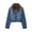 Blue, variant on Denim Jacket for Women Long Sleeve Button Down Jean Coat Short Outerwear with Faux Fur Collar Blue S