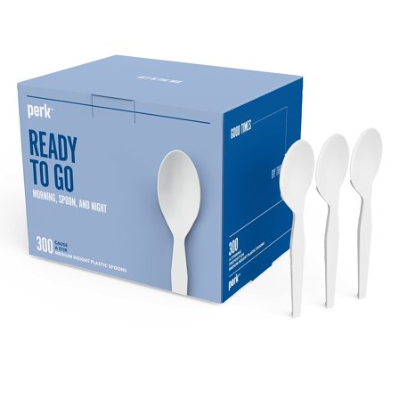 Staples Perk Polystyrene Spoon Medium-Weight White 600/Carton PK58701/PK564VS