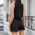 thumbnail image 6 of Women'S Business Casual Outfits 2 Piece Denim Set Sleeveless -Vest & Short Set Jeans Two Piece Outfits, 6 of 7