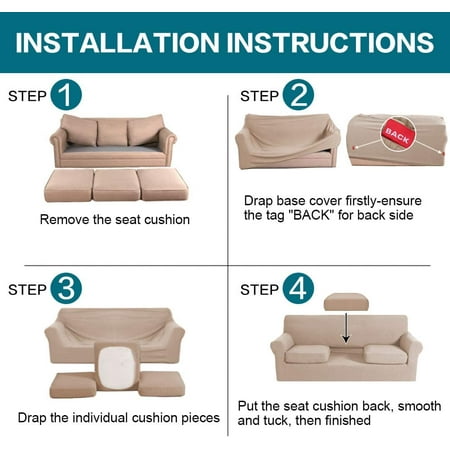 4 Piece Sofa Covers Stretch Couch For 3 Cushion Slipcovers With Individual Seat Furniture Protectors Soft Thick Fabric Biscotti Beige Canada Piece Sofa Covers Stretch Couch, 3 Seat Individual Cushion Sofa Covers