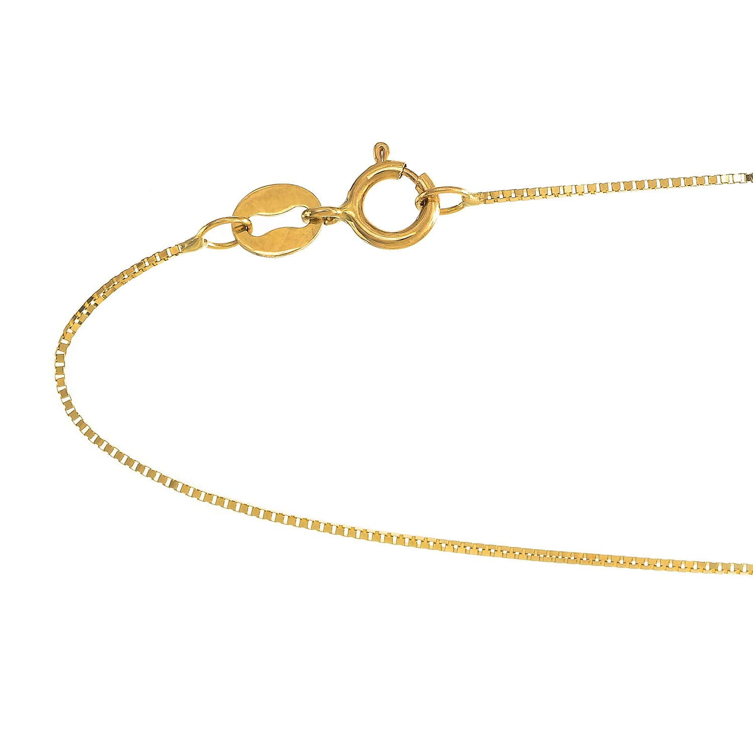 Jewelstop 10K Yellow Gold Polished Finish 0.6mm Shiny Box Chain Necklace with Spring Ring Clasp-20"