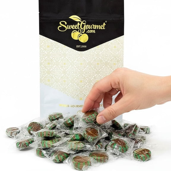SweetGourmet Classic Chocolate Mint Starlight Hard Candy, Individually Wrapped, 1 Pound Bag, 70 Count, Chocolate with Spearmint, Gluten-Free, Fat-Free