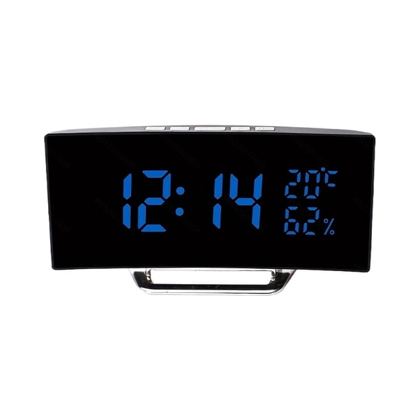 Reloj electrónico Cateissary de escritorio silencioso con pantalla curva luz azul
