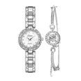 thumbnail image 2 of rosa y conjunto de brazalete de cadena reloj de reloj de de joyería para - plateado de plata Blanco plateado + Plata Yinane brazalete de reloj de acero inoxidable, 2 of 6