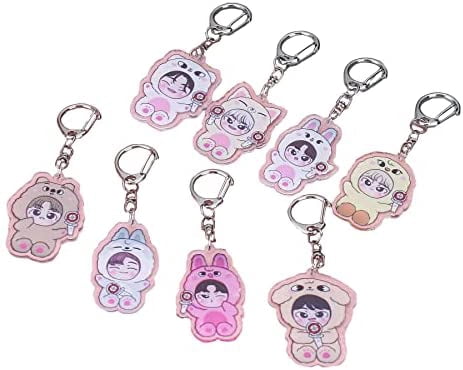 Porte-clés KPOP STRAY KIDS Pendentif Acrylique STRAY KIDS Mignon Dessin Animé, Rose