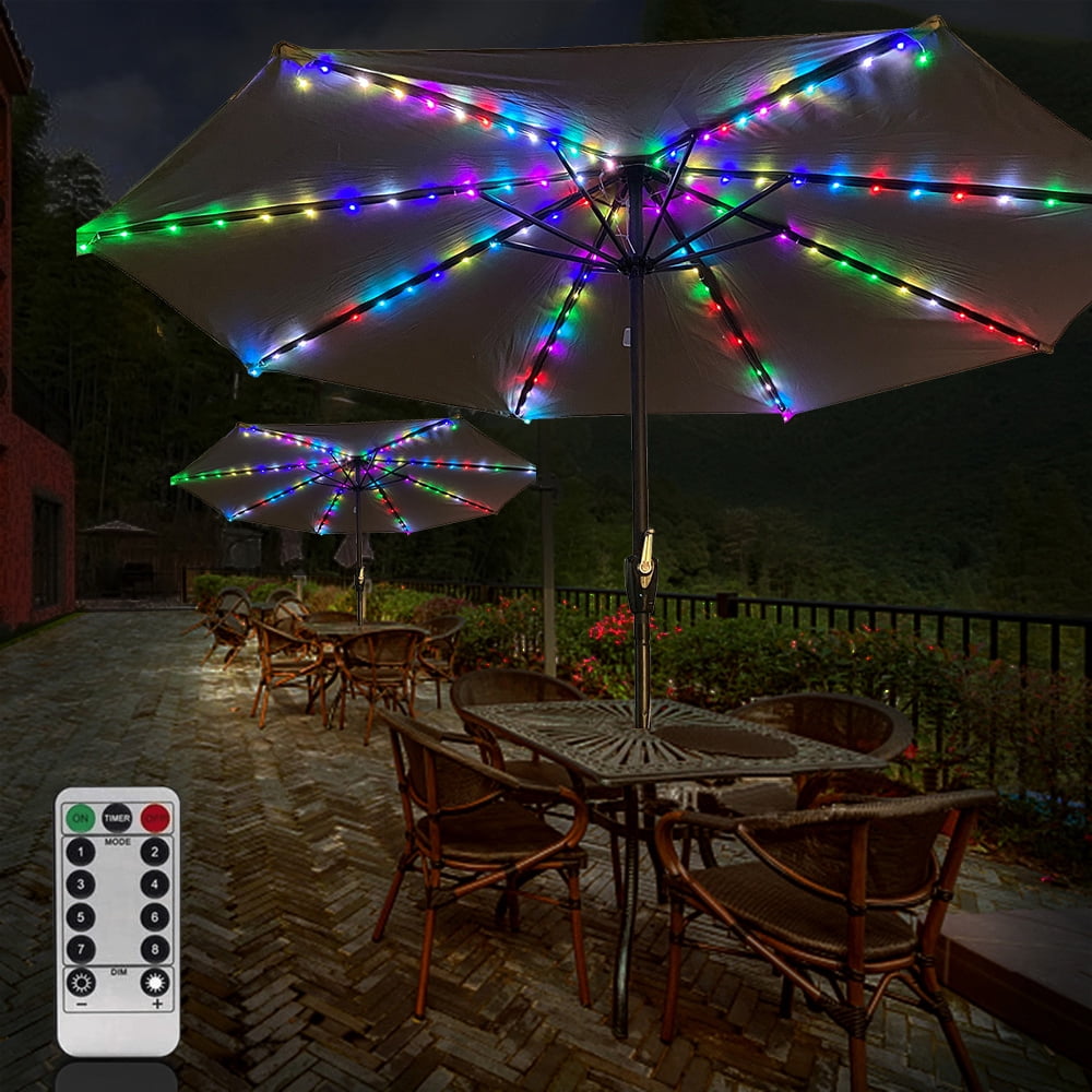 Strings Lights Patio Umbrella Lights 104 Leds 8 Lighting Modes With Remote Control Battery Operated Waterproof 8 Strings Lights For Indoor Outdoor Rgb Battery Not Included Walmart Canada