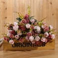 thumbnail image 3 of Yirtree 1 Bouquet 21 Heads Artificial Silk Fake Flowers Leaf Rose Wedding Floral Decor Bouquet, 3 of 8