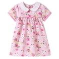 thumbnail image 1 of Zshosam Robes pour Filles Robe Fluide pour Fille Froncée Sans Manches à Volants Superposés Courte Smockée Robes d'Été Taille 6T 7T,(Rose 6-7 Ans), 1 of 9