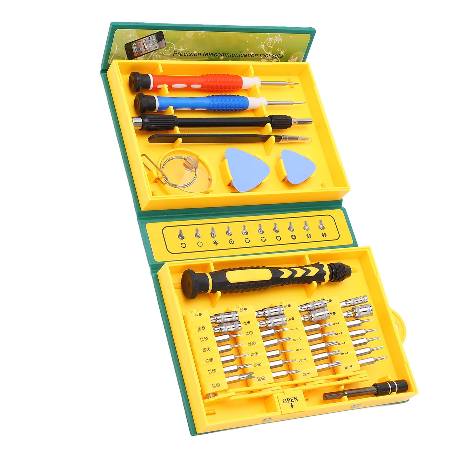 LAZIOEGR 38-Piece Precision Screwdriver Set, Magnetic Repair Tool Kit with Bendable Extension, Case Prying Tools, for Phones Electronics 5.9 inches / 15 cm
