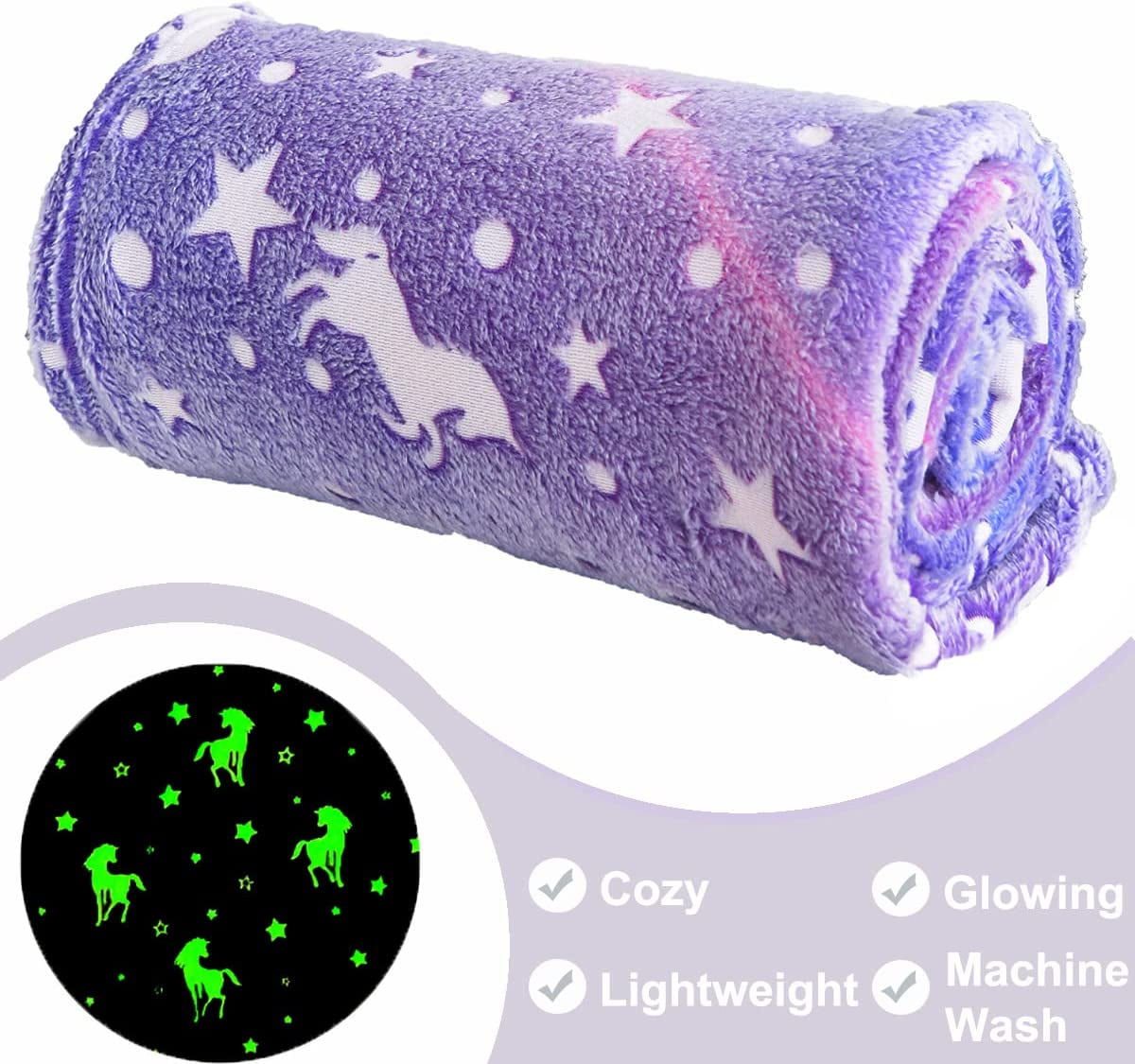  Ezrealhoon Glow in The Dark Blanket Unicorns Gifts for