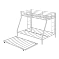 thumbnail image 2 of Kdymod Twin-XL over Queen Bunk Bed with Twin Trundle, Triple Bunk Bed with Ladder & Safety Guardrail, Space-Saving 3-Bed Bunk Bed Frame for Teens and Adults, No Box Spring Needed, White, 2 of 10