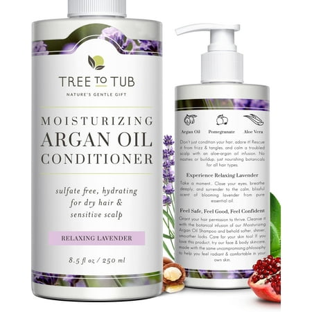 Tree To Tub Moisturizing Conditioner for Dry Hair & Dry Scalp - Hydrating Sulfate Free Argan Oil Conditioner & Vegan Hair Moisturizer for Women & Men