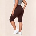 thumbnail image 3 of HomeDM Plus Size Capri Leggings for Women High Waist Workout Yoga Pants Brown Lounge Tummy Control Running Size 4XL, 3 of 6