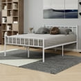 thumbnail image 2 of AUFANK Queen Size Classic Metal Platform Bed Frame-Mattress Foundation Steel Slat Support, White, 2 of 6
