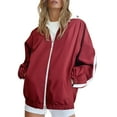 thumbnail image 1 of Duoif Veste de Pluie pour Femmes, Coupe-Vent Léger avec Capuche Imperméable avec Poches Vestes pour Femmes Rouge TTG, 1 of 9