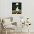 thumbnail image 3 of NEONWE Halloween Ghost Canvas Wall Art Cute Ghost Yellow Floral Daisy Black Night Full Moon Forest Prints Posters Living Room Decor Vintage Rustic Home Art Bedroom Bathroom Office Wall Decor, 3 of 7