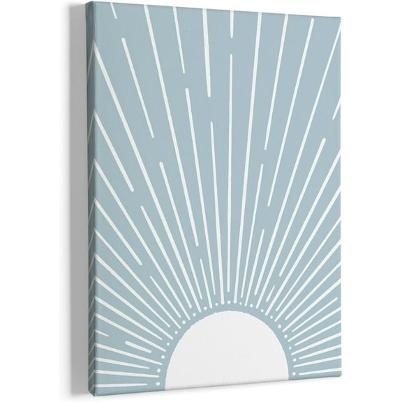 Vintage Abstract Boho Sun Framed Canvas Painting Wall Art Decor, Bohemia Boho Sunrise Sunshine Wall Art Artwork Home Decoration For Living Room Yoga Bedroom Bathroom 11x14 Inch (blue)