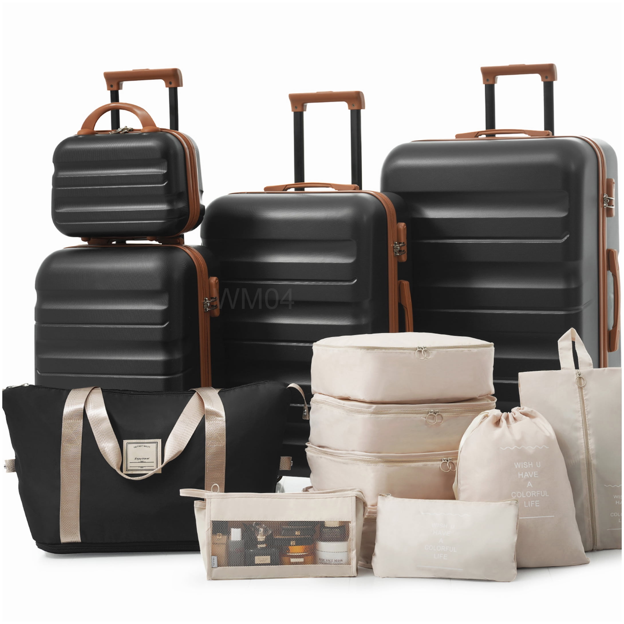 Lightweight ABS Hardshell Luggage Set with Dual Spinner Wheels, TSA Lock, Carry-On & Checked Suitcases