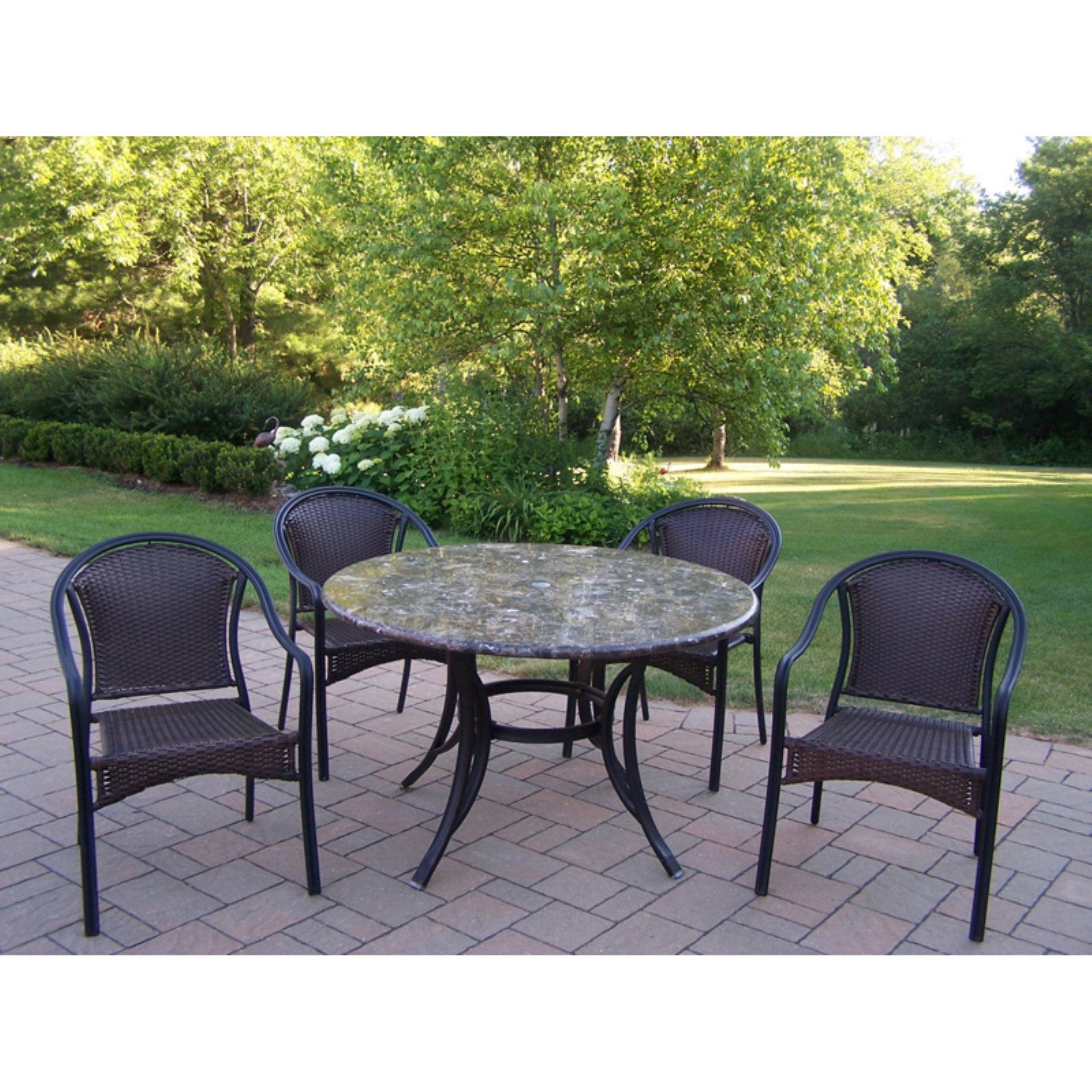 Oakland Living Stone Art 48 in. Tuscany Patio Dining Set