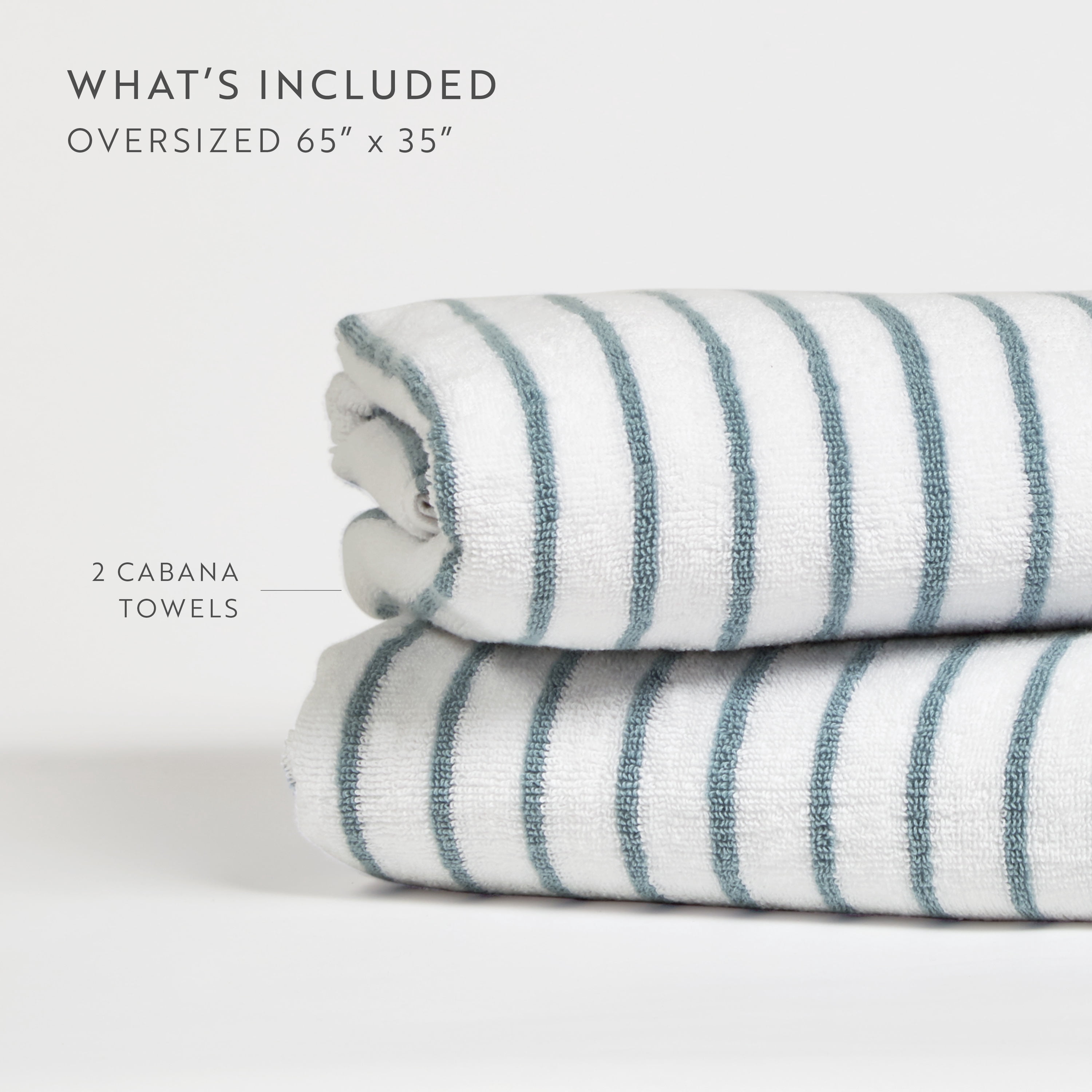 Noble Linens 2 pack Striped Cotton Cabana Beach and Pool Towels