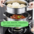 thumbnail image 2 of steamer with glass lid dumplings vegetables Steam Pot Food Cooking 3 layers US, 2 of 13