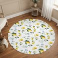 thumbnail image 6 of Washable Round Rugs 4ft Summer Lemon Circle Rug Non-Slip Soft Non-Shedding Low-Profile Rustic Fruits Leaves Pastoral Flower Plants Small Area Rug Carpet for Living Room Bedroom Dining Room Home Decor, 6 of 8