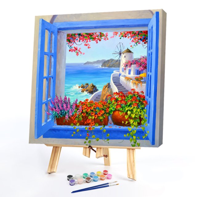 Cuadros Decorativos Pintura al óleo sin marco por números ventana paisaje DIY lienzo imagen Craft Kit Sywqhk Nuevos Originales