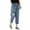 Light Blue, variant on Women's Embroidered High Waisted Capri Jeans Elastic Waistband Denim Pants Breathable Comfort Fit Casual Summer Artistic Design Red XXL
