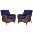thumbnail image 1 of Krikacy 2-PCS Wicker Armchair Set, All-Weather HDPE Hand-Woven Patio Chairs for Patio Deck,Blue, 1 of 6