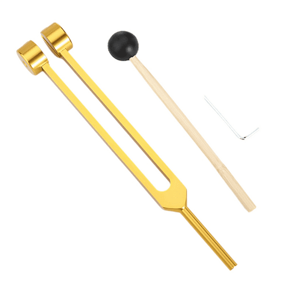 Healing Chakra 128 Hz Tuning Fork Set Aluminium Alloy Sound Therapy Bio-Acoustic Tuning Fork Colorful Adjustable Gold,1 x Tuning fork 1 x reflex hammer 1 x wrench,Gold