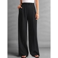 thumbnail image 6 of Women Wide Leg Pants High Waisted Business Casual Work Trousers Dressy Pants with Pockets Black XXL, 6 of 10