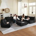 thumbnail image 3 of Congermom Bean Bag Chair, Memory Foam Bean Bag Chairs for Adults, Fireside Corner Chair Lazy Floor Corner Sofa for Living Room, Bedroom, Dorm, Office (BLACK), 3 of 7